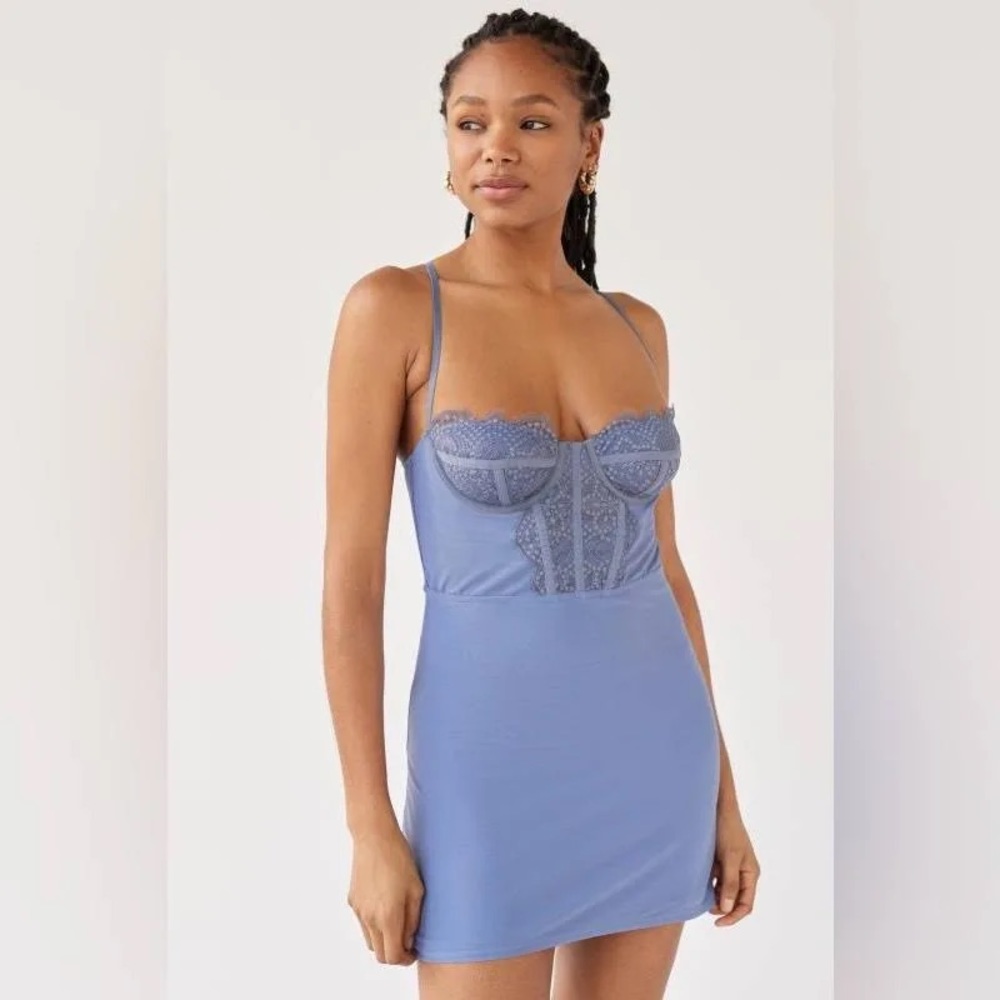 Urban Outfitters Blue Brenna Bustier Mini Dress